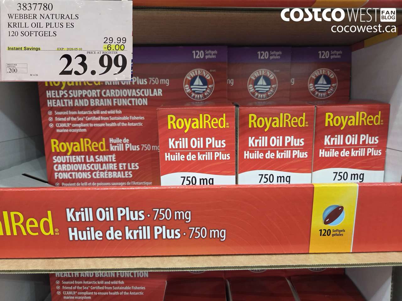 3837780 WEBBER NATURALS KRILL OIL PLUS ES 120 SOFTGELS ($6.00 INSTANT SAVINGS EXPIRES ON 2026-05-10) $23.99