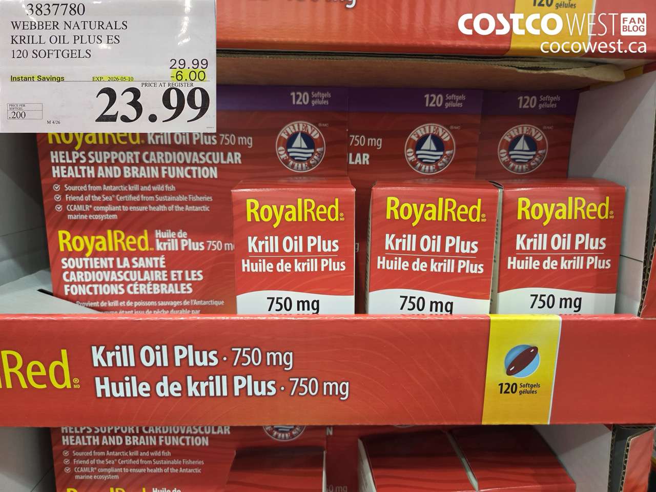 3837780 WEBBER NATURALS KRILL OIL PLUS ES 120 SOFTGELS ($6.00 INSTANT SAVINGS EXPIRES ON 2026-05-10) $23.99