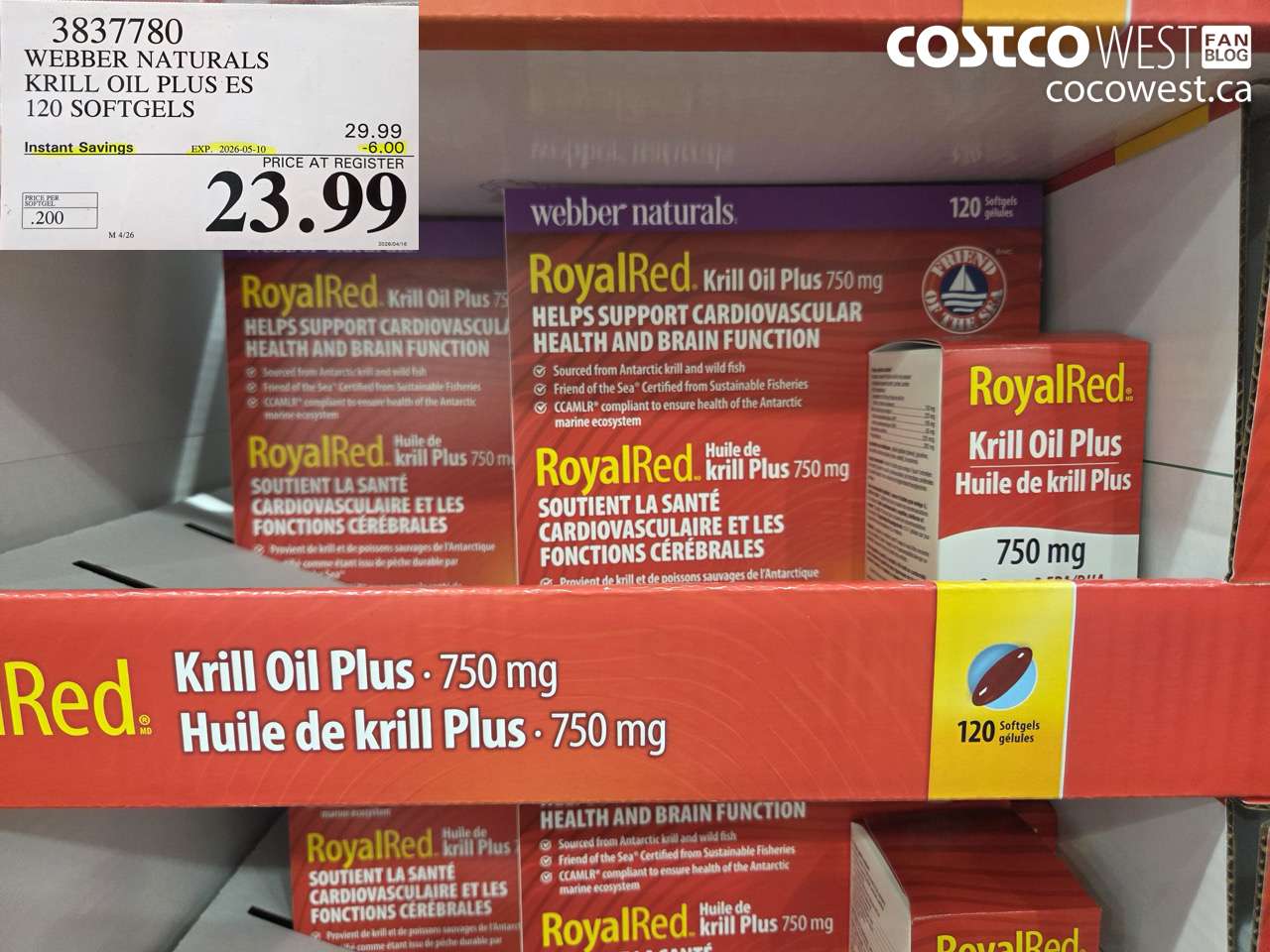 3837780 WEBBER NATURALS KRILL OIL PLUS ES 120 SOFTGELS ($6.00 INSTANT SAVINGS EXPIRES ON 2026-05-10) $23.99