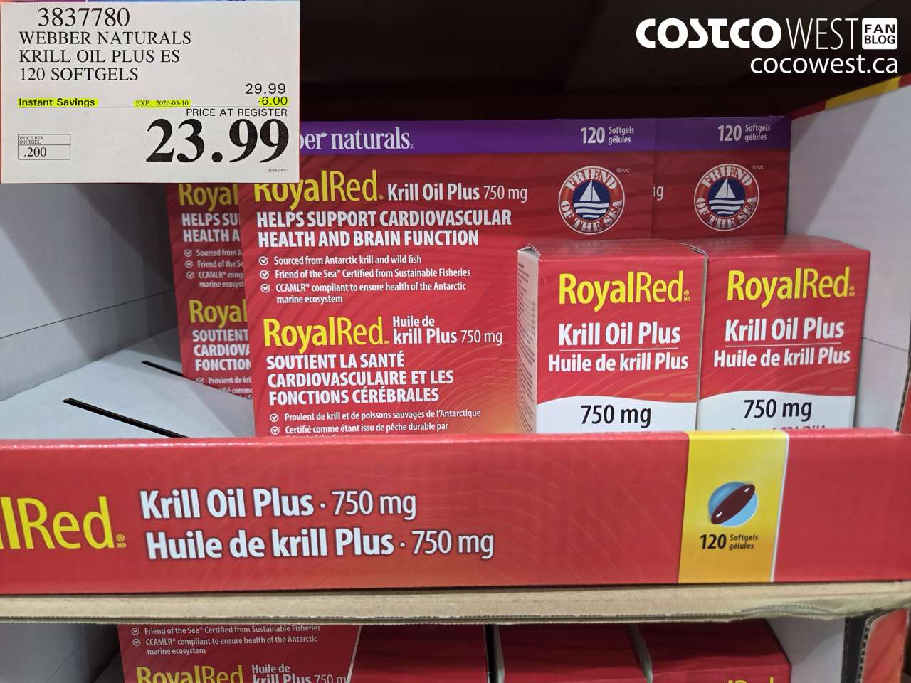3837780 WEBBER NATURALS KRILL OIL PLUS ES 120 SOFTGELS ($6.00 INSTANT SAVINGS EXPIRES ON 2026-05-10) $23.99