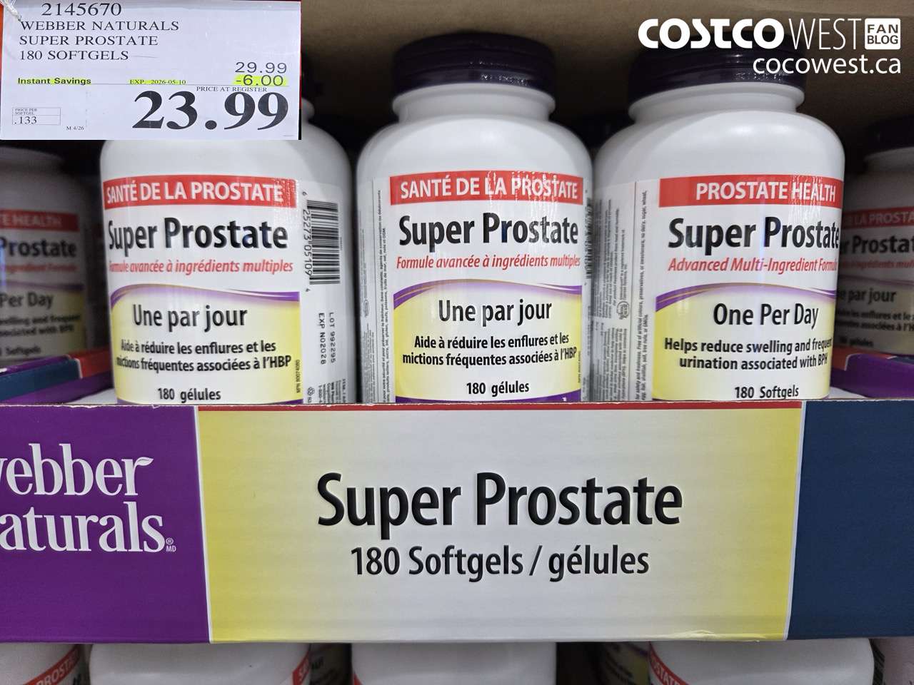 2145670 WEBBER NATURALS SUPER PROSTATE 180 SOFTGELS ($6.00 INSTANT SAVINGS EXPIRES ON 2026-05-10) $23.99