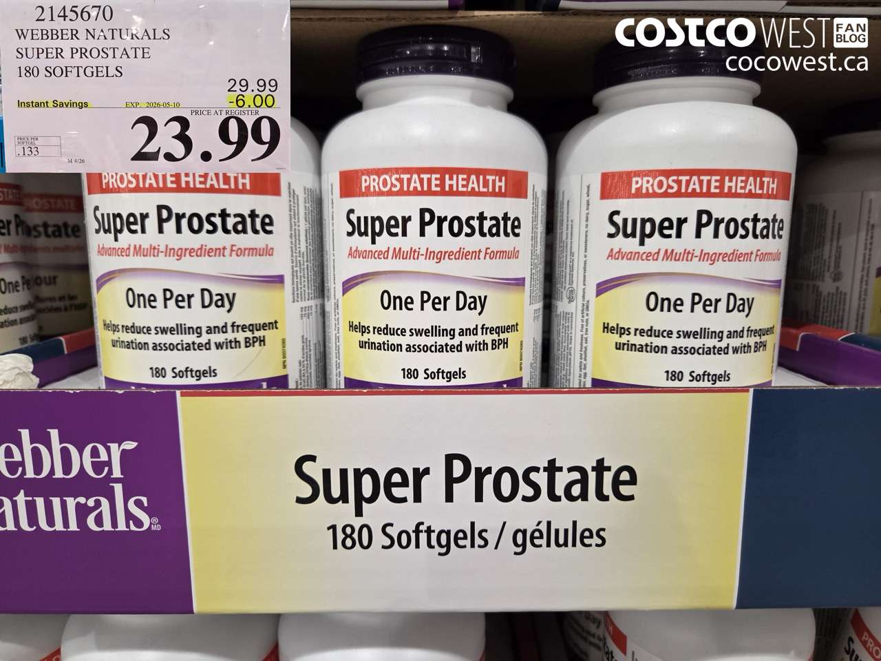 2145670 WEBBER NATURALS SUPER PROSTATE 180 SOFTGELS ($6.00 INSTANT SAVINGS EXPIRES ON 2026-05-10) $23.99