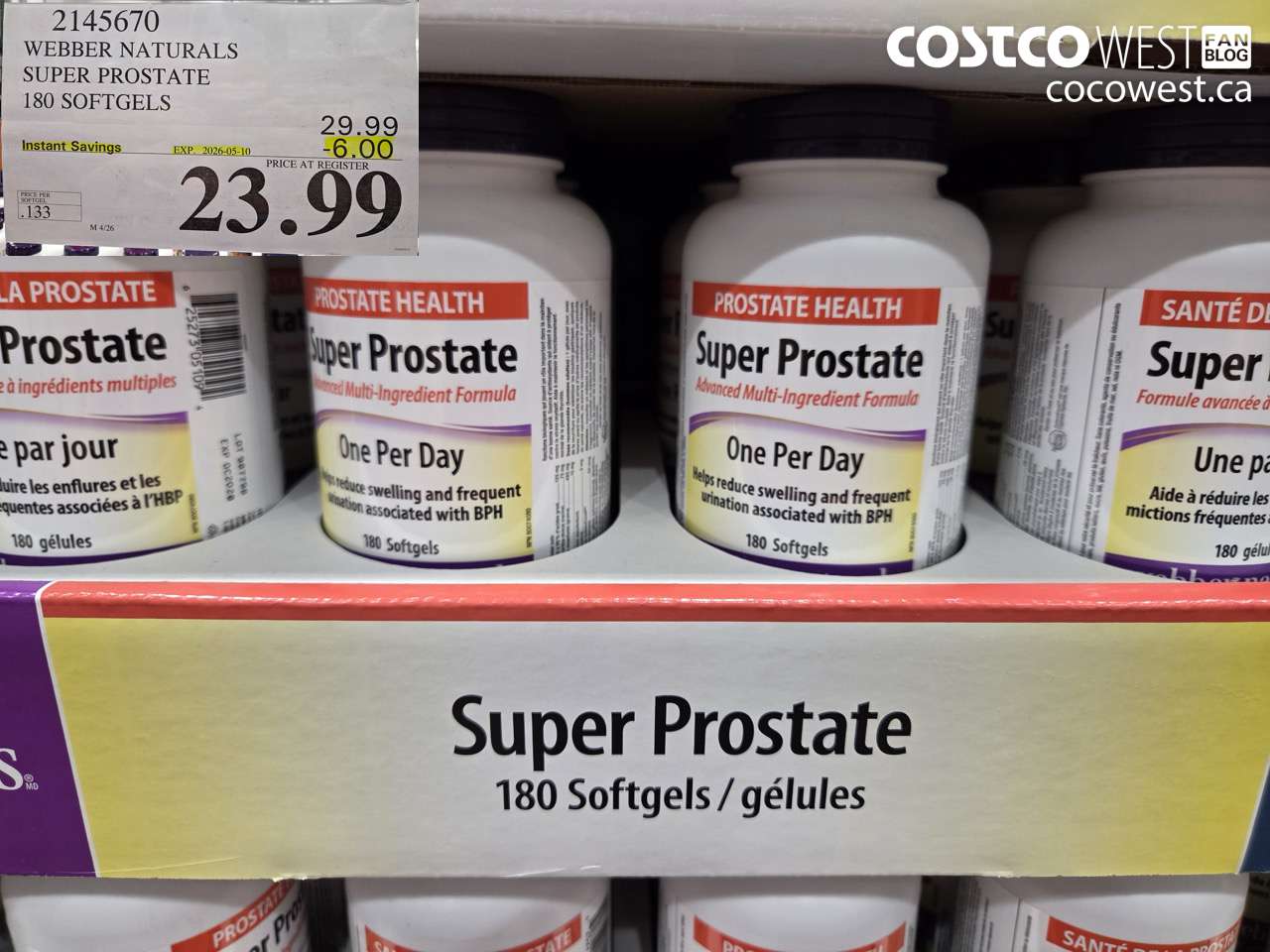 2145670 WEBBER NATURALS SUPER PROSTATE 180 SOFTGELS ($6.00 INSTANT SAVINGS EXPIRES ON 2026-05-10) $23.99