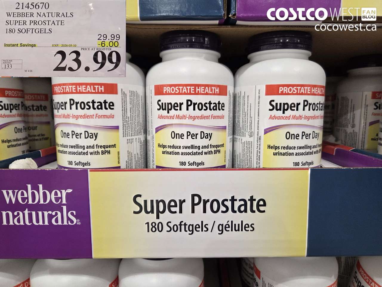 2145670 WEBBER NATURALS SUPER PROSTATE 180 SOFTGELS ($6.00 INSTANT SAVINGS EXPIRES ON 2026-05-10) $23.99