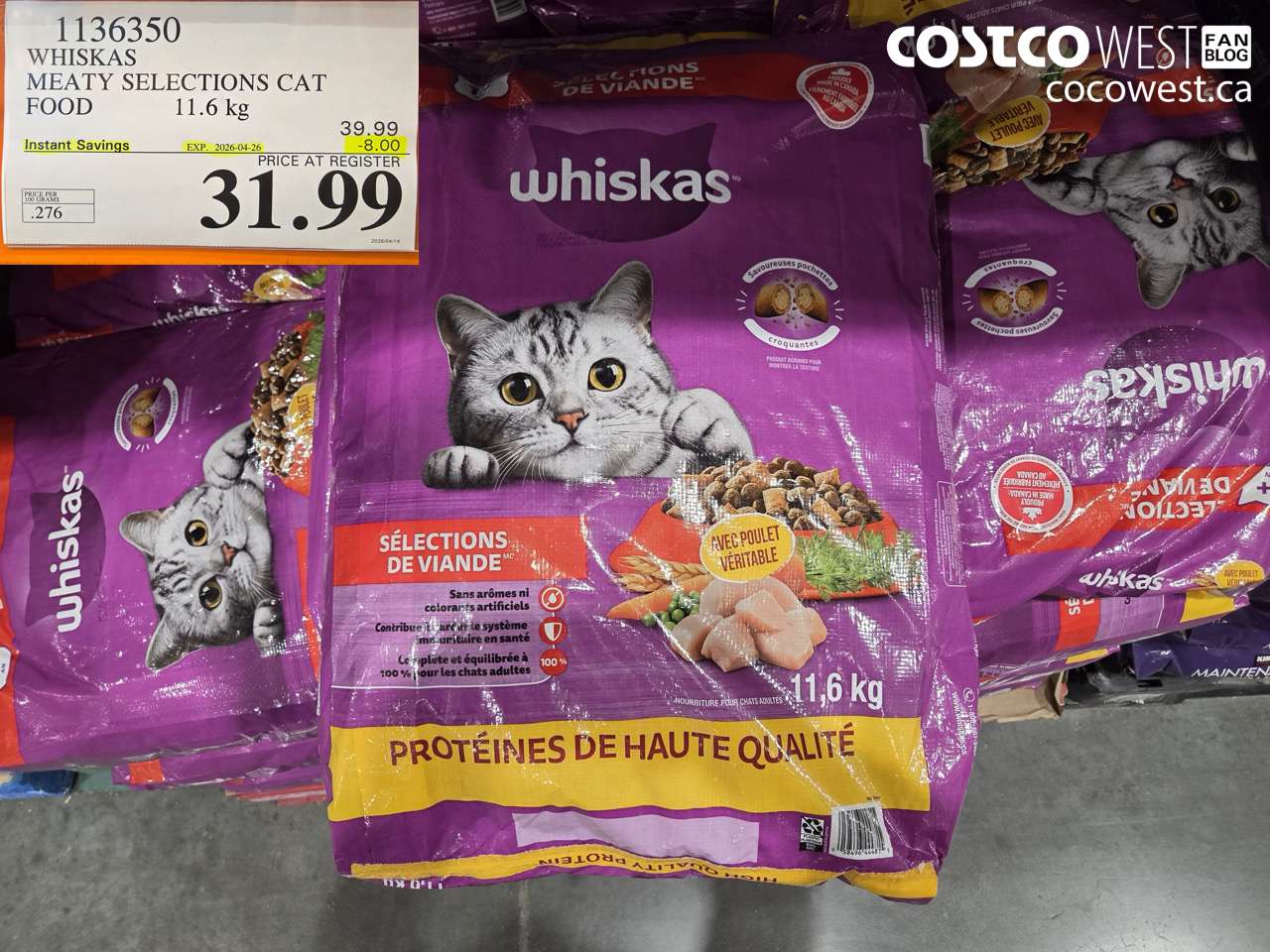 1136350 WHISKAS MEATY SECTIONS CAT FOOD 11.6KG ($8.00 INSTANT SAVINGS EXPIRES ON 2026-04-26) $31.99