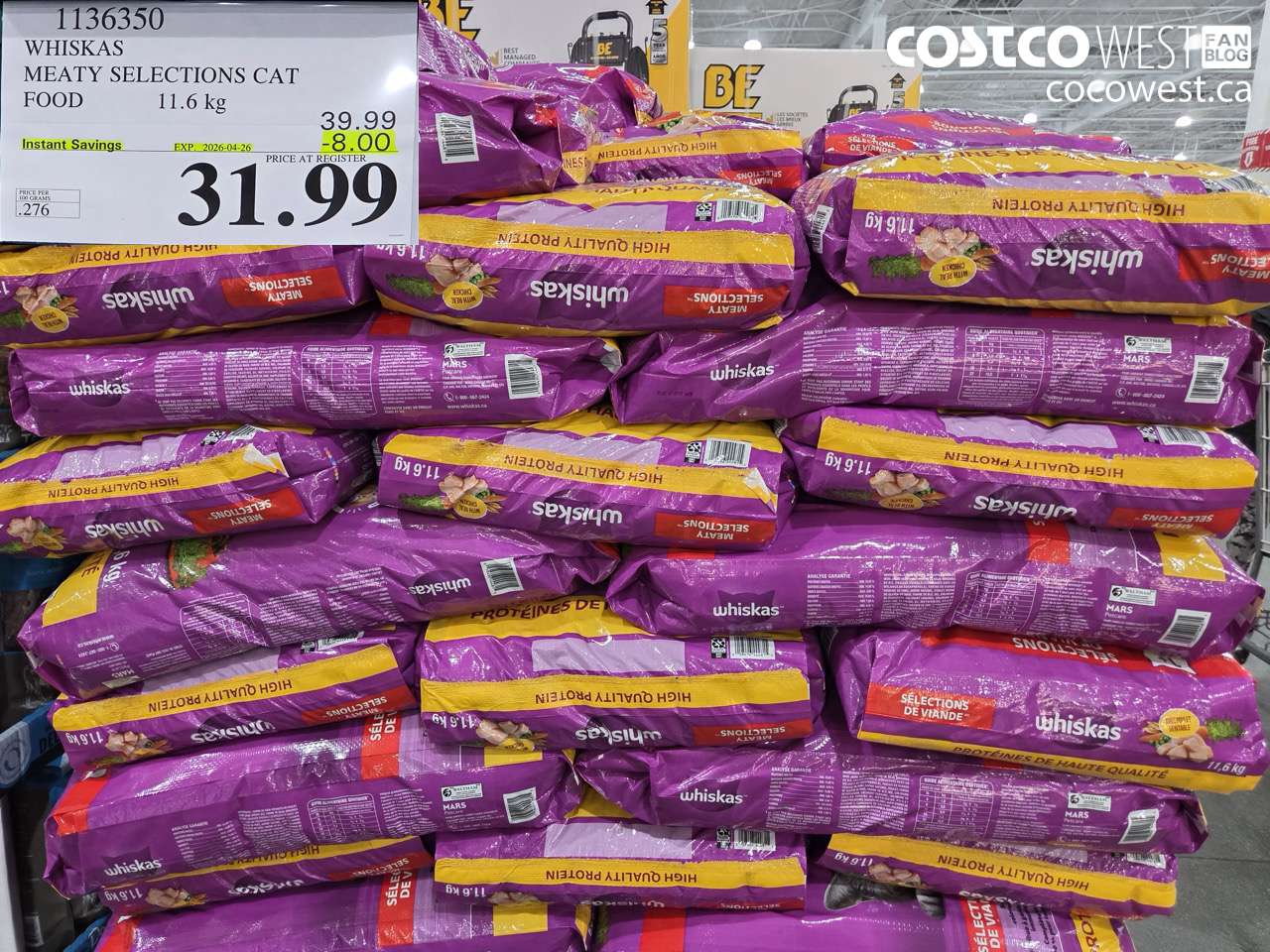 1136350 WHISKAS MEATY SELECTIONS CAT FOOD 11.6KG ($8.00 INSTANT SAVINGS EXPIRES ON 2026-04-26) $31.99