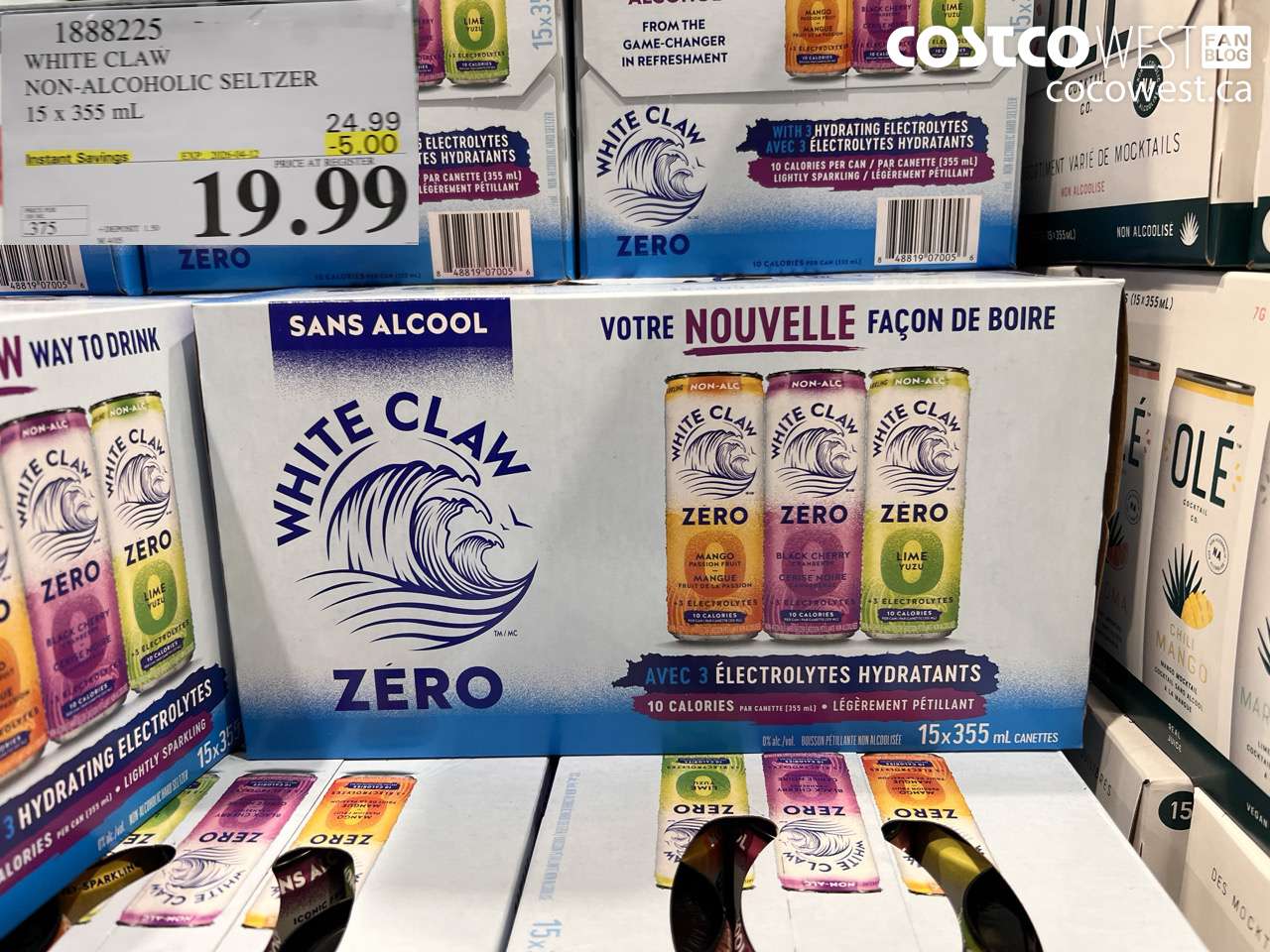 1888225 WHITE CLAW NON-ALCOHOLIC SELTZER 15 X 355ML ($5.00 INSTANT SAVINGS EXPIRES ON 2026-04-12) $19.99