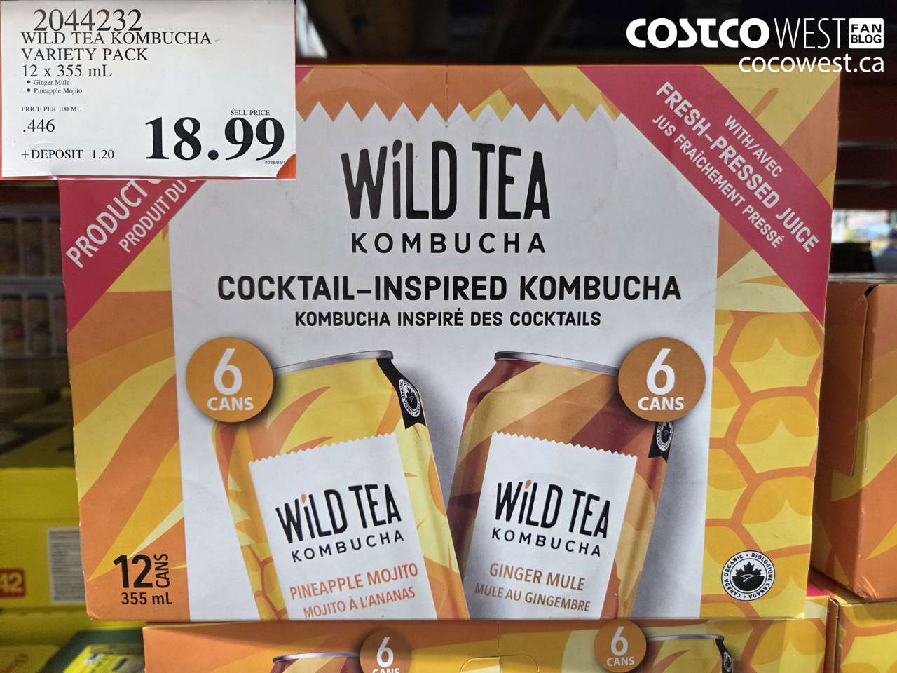20444232 WILD TEA KOMBUCHA VARIETY PACK 12 X 355 ML $18.99