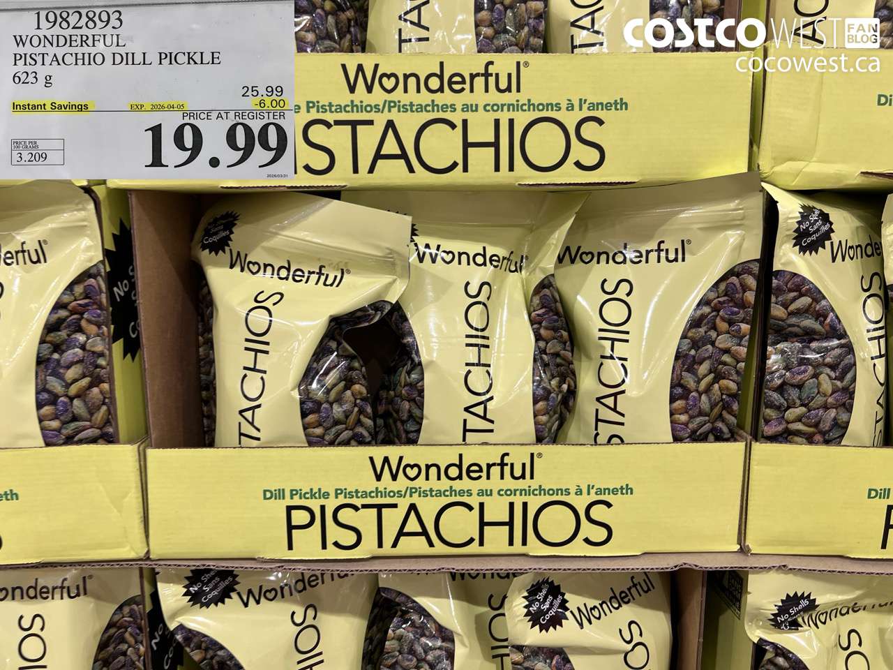 1982893 WONDERFUL PISTACHIO DILL PICKLE 623 G ($6.00 INSTANT SAVINGS EXPIRES ON 2026-04-05) $19.99