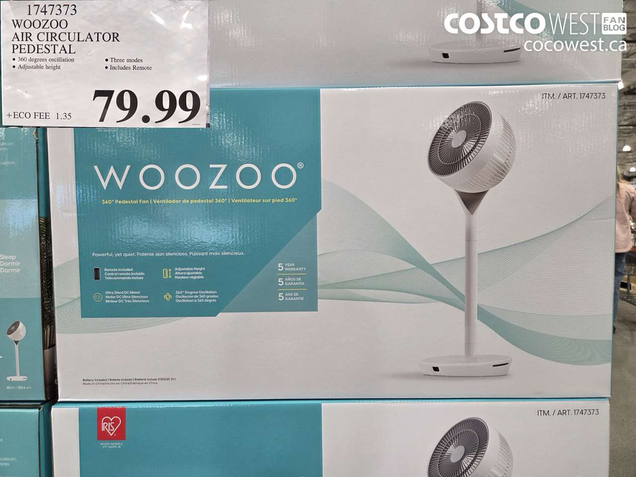 1747373 WOOZOO AIR CIRCULATOR PEDESTAL $79.99
