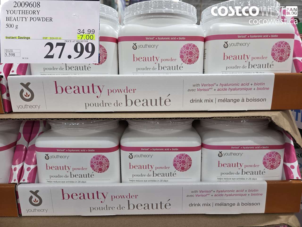 2009608 YOUTHEORY BEAUTY POWDER 500G ($7.00 INSTANT SAVINGS EXPIRES ON 2026-05-10) $27.99