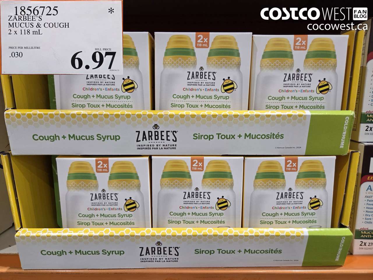 1856725 ZARBEE'S MUCUS & COUGH 2 X 118 ML $6.97