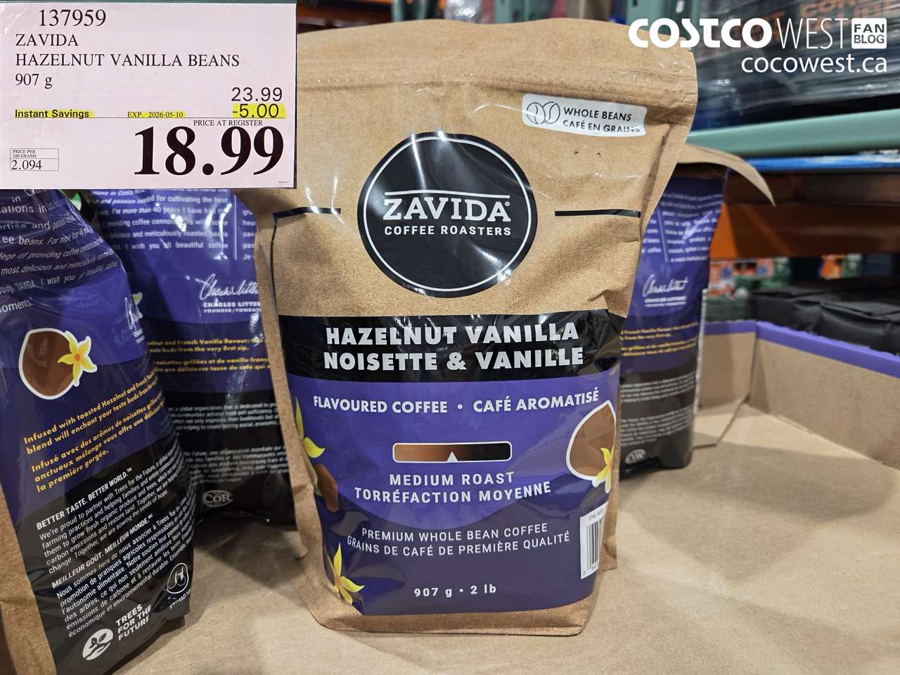 137959 ZAVIDA HAZELNUT VANILLA BEANS 907G ($5.00 INSTANT SAVINGS EXPIRES ON 2026-05-10) $18.99