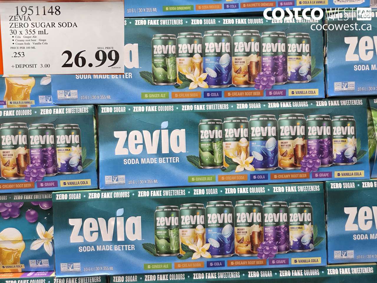 1951148 ZEVIA ZERO SUGAR SODA 30 X 355ML $26.99
