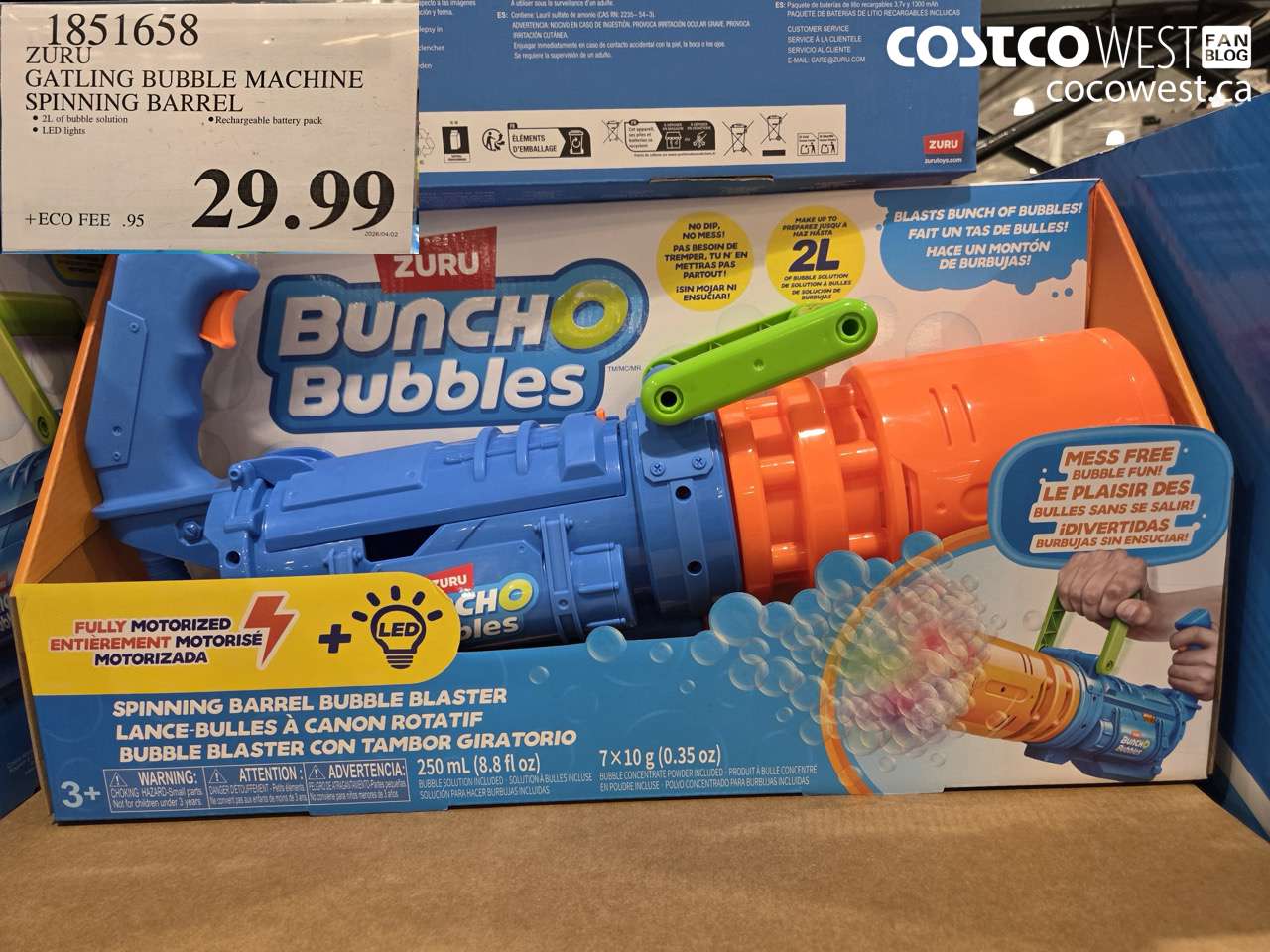 1851658 ZURU GATLING BUBBLE MACHINE SPINNING BARREL $29.99