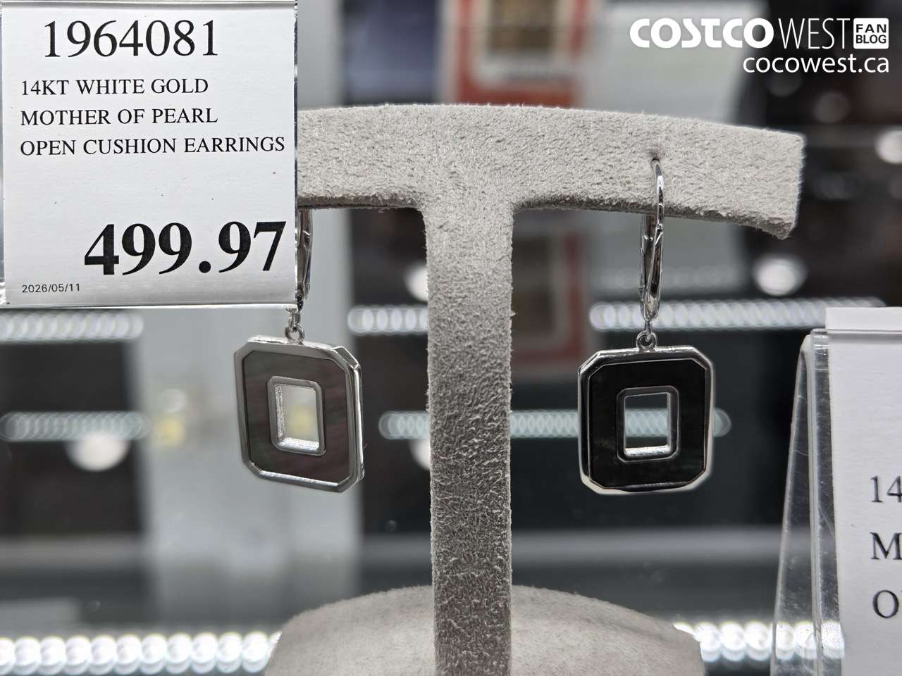 1964081 14KT WHITE GOLD MOTHER OF PEARL OPEN CUSHION EARRINGS $499.97