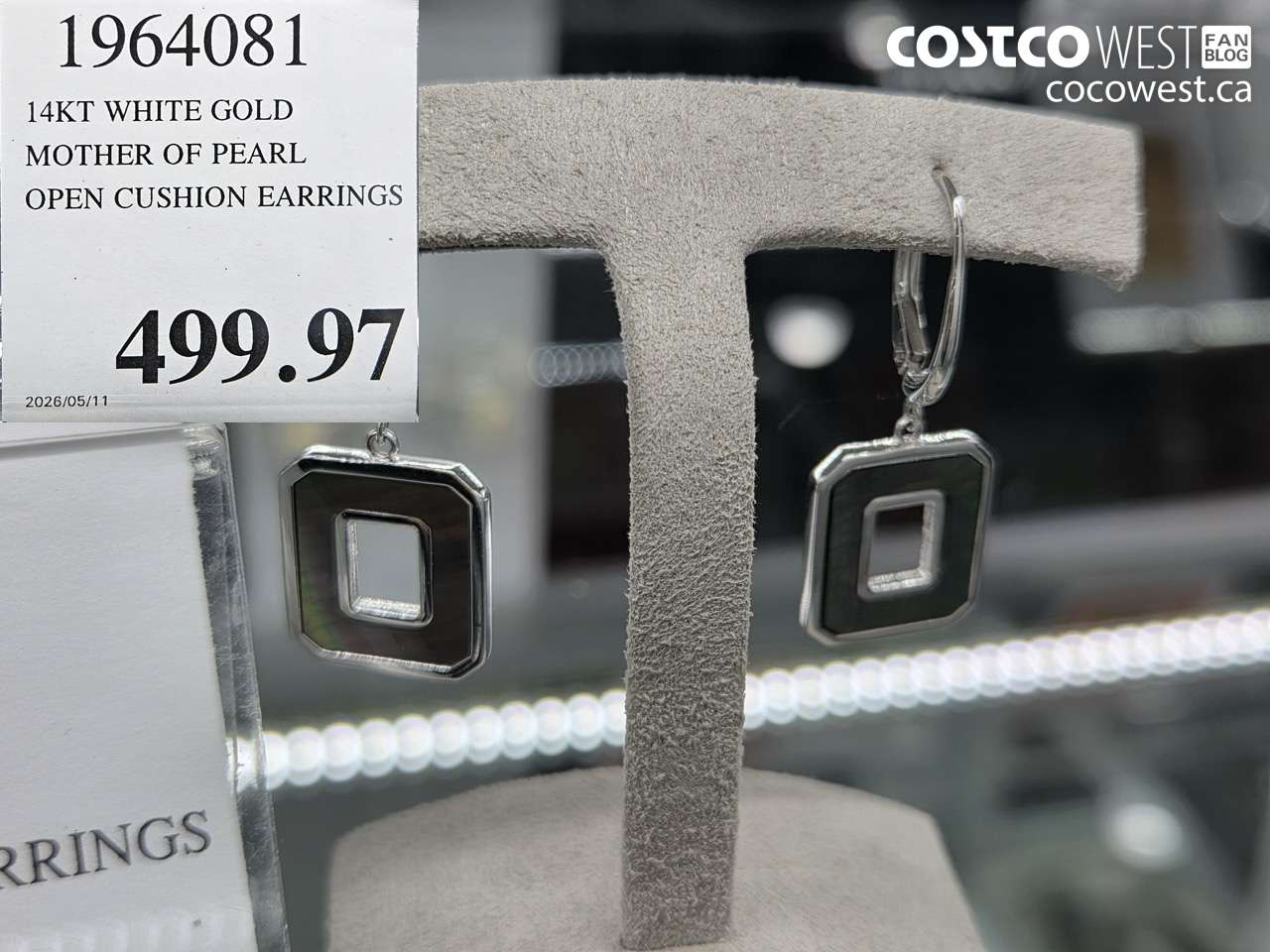 1964081 14KT WHITE GOLD MOTHER OF PEARL OPEN CUSHION EARRINGS $499.97