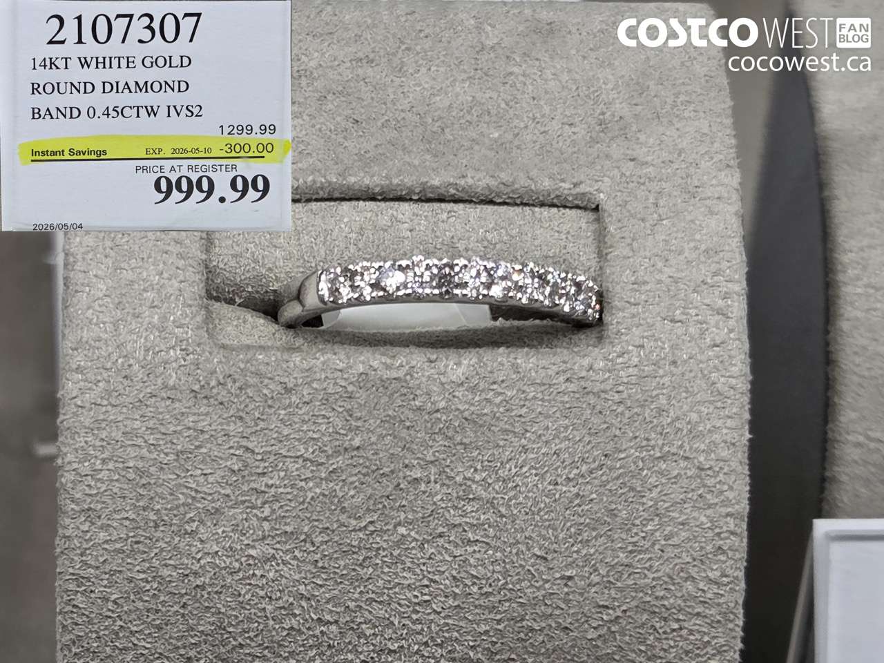 2107307 14KT WHITE GOLD ROUND DIAMOND BAND 0.45CTW IVS2 ($300.00 INSTANT SAVINGS EXPIRES ON 2026-05-10) $999.99