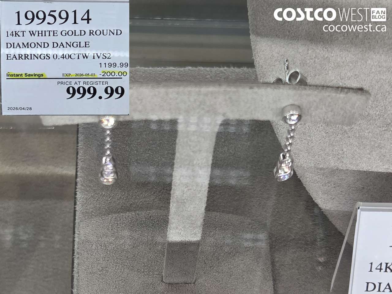 1995914 14KT WHITE GOLD ROUND DIAMOND DANGLE EARRINGS 0.40CTW IVS2 ($200.00 INSTANT SAVINGS EXPIRES ON 2026-05-03) $999.99