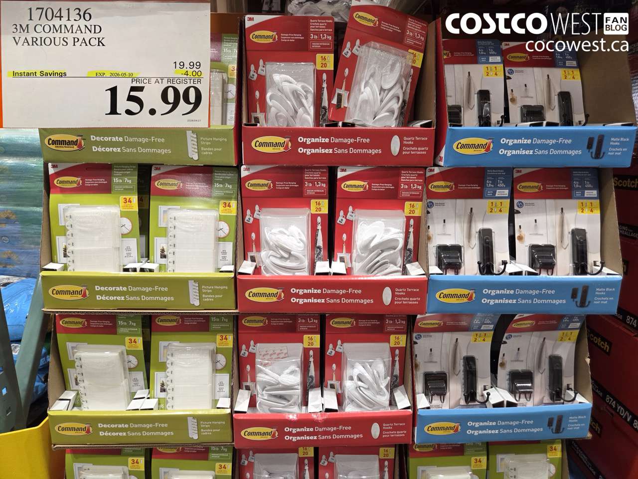 1704136 3M COMMAND VARIOUS PACK ($4.00 INSTANT SAVINGS EXPIRES ON 2026-05-10) $15.99