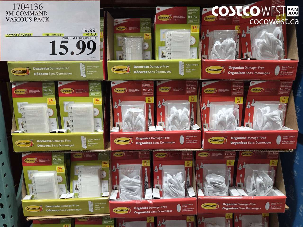 1704136 3M COMMAND VARIOUS PACK ($4.00 INSTANT SAVINGS EXPIRES ON 2026-06-07) $15.99