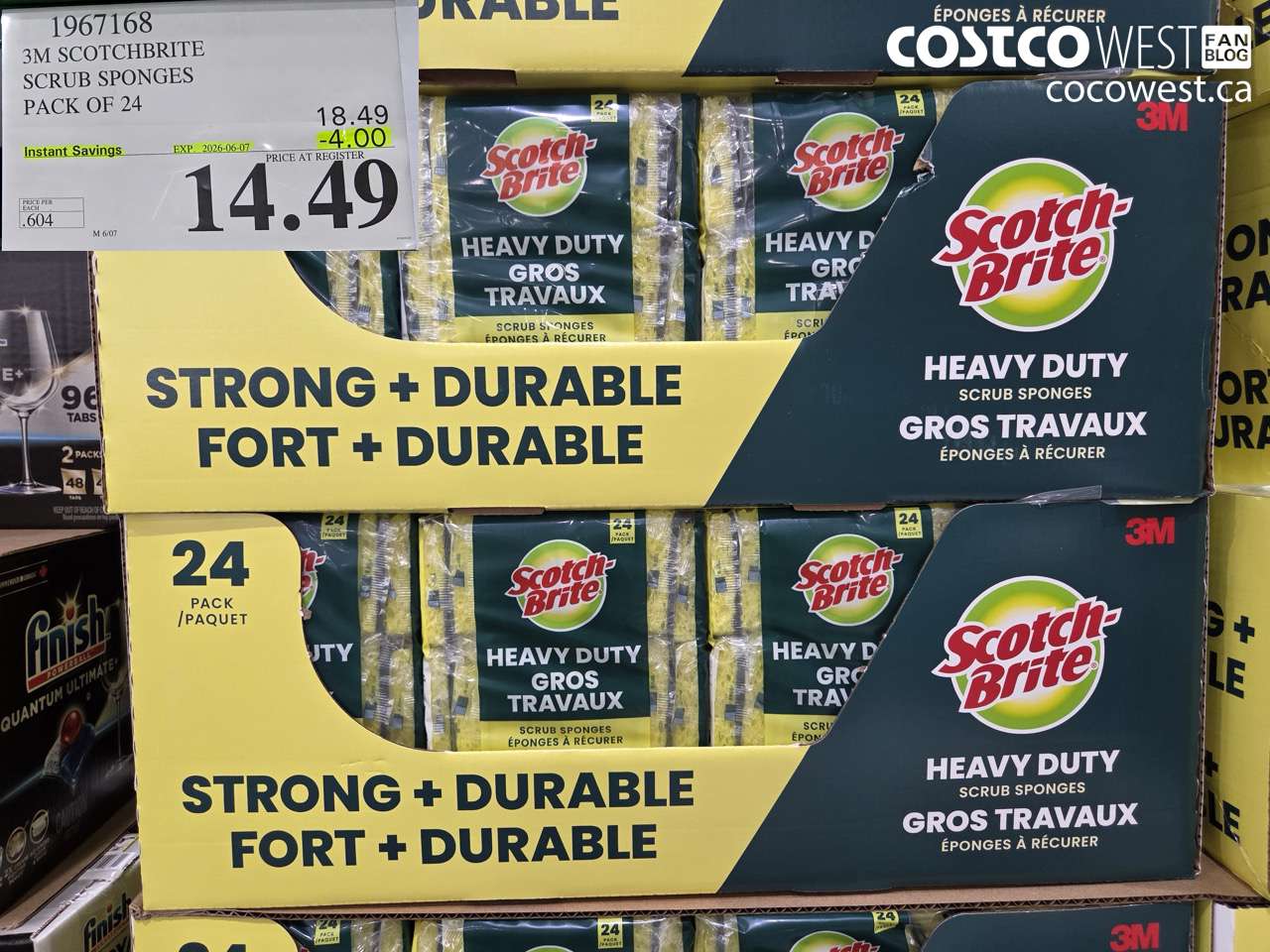 1967168 3M SCOTCHBRITE SCRUB SPONGES PACK OF 24 ($4.00 INSTANT SAVINGS EXPIRES ON 2026-06-07) $14.49