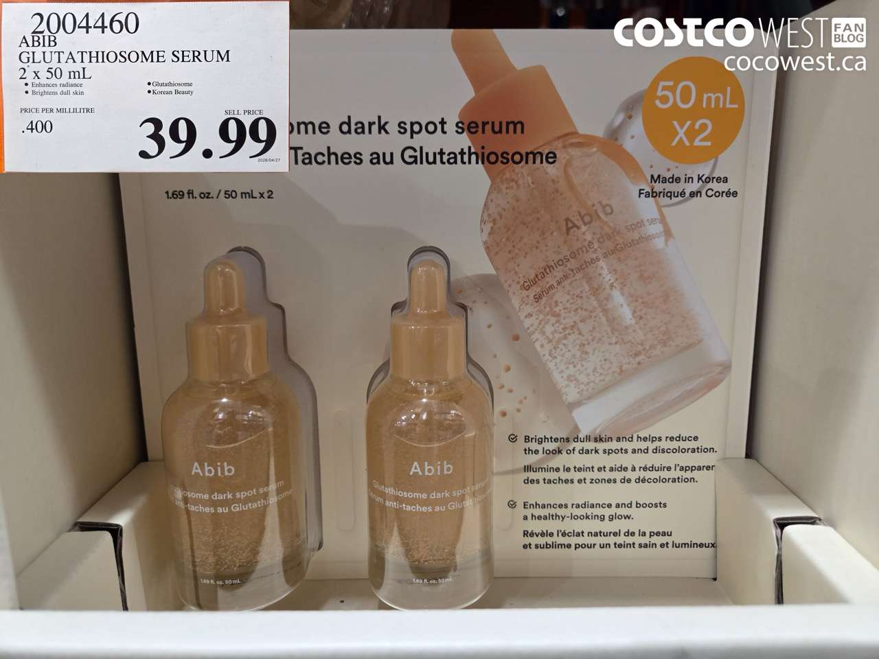 204460 ABIB GLUTATHIONE SERUM 2 X 50 ML $39.99