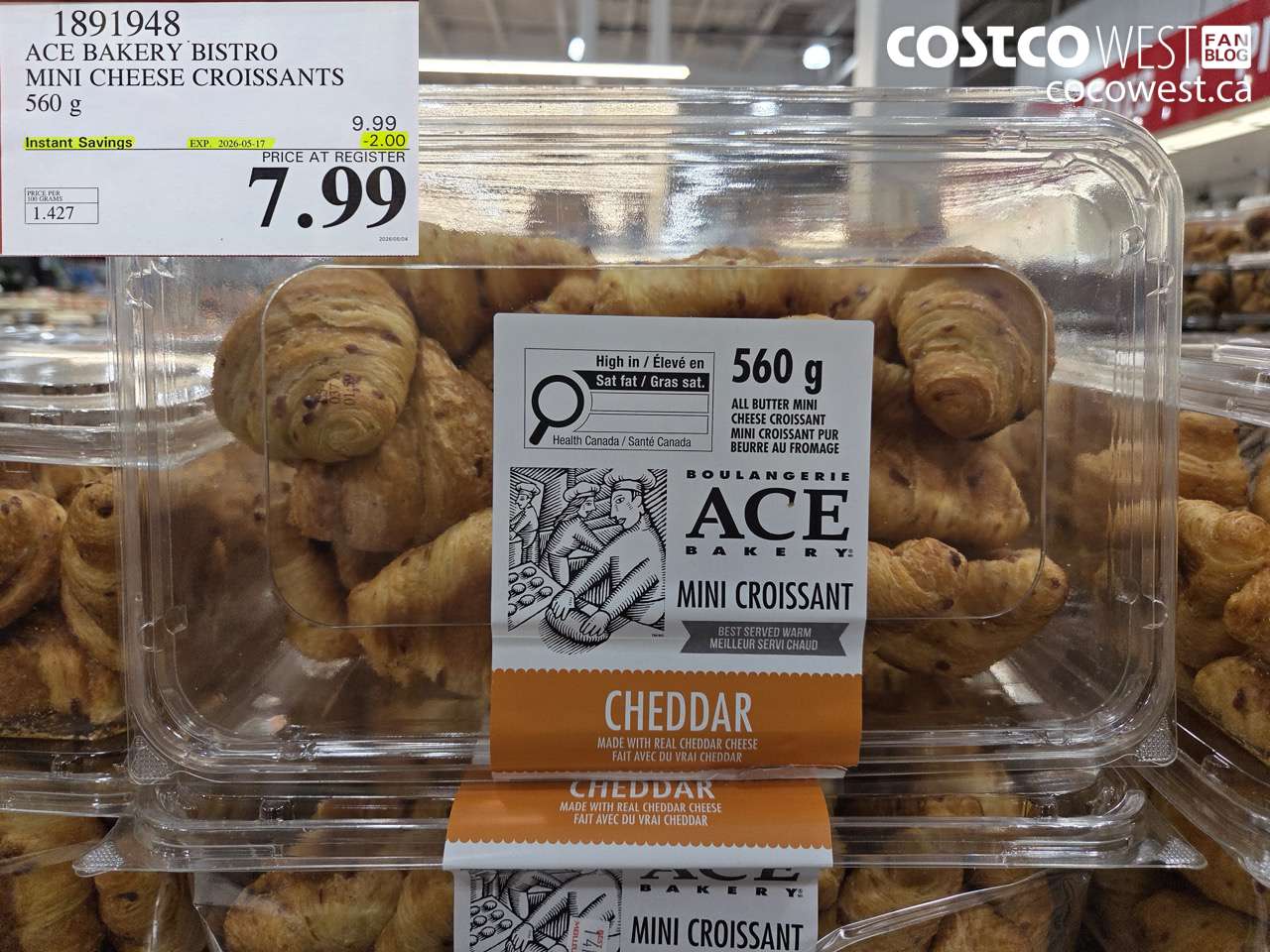 1891948 ACE BAKERY BISTRO MINI CHEESE CROISSANTS 560 G ($2.00 INSTANT SAVINGS EXPIRES ON 2026-05-17) $7.99