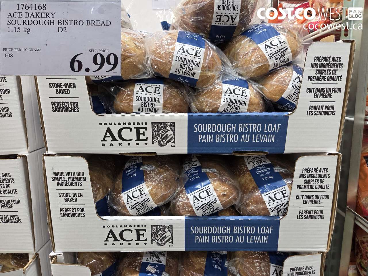 1764168 ACE BAKERY SOURDOUGH BISTRO BREAD 1.15 KG $6.99