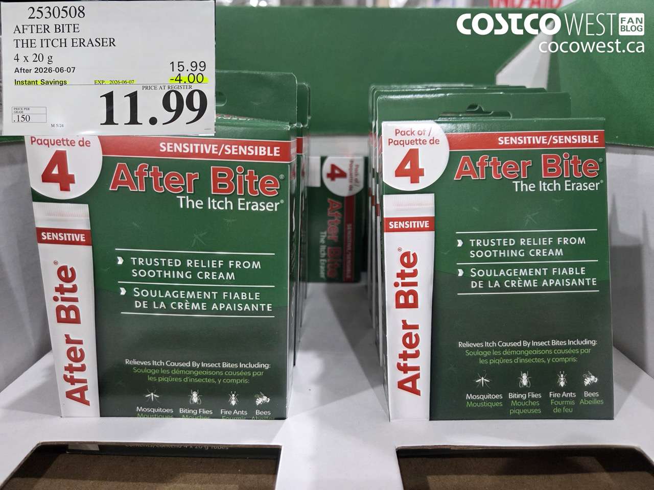 2530508 AFTER BITE THE ITCH ERASER 4 X 20 G ($4.00 INSTANT SAVINGS EXPIRES ON 2026-06-07) $11.99