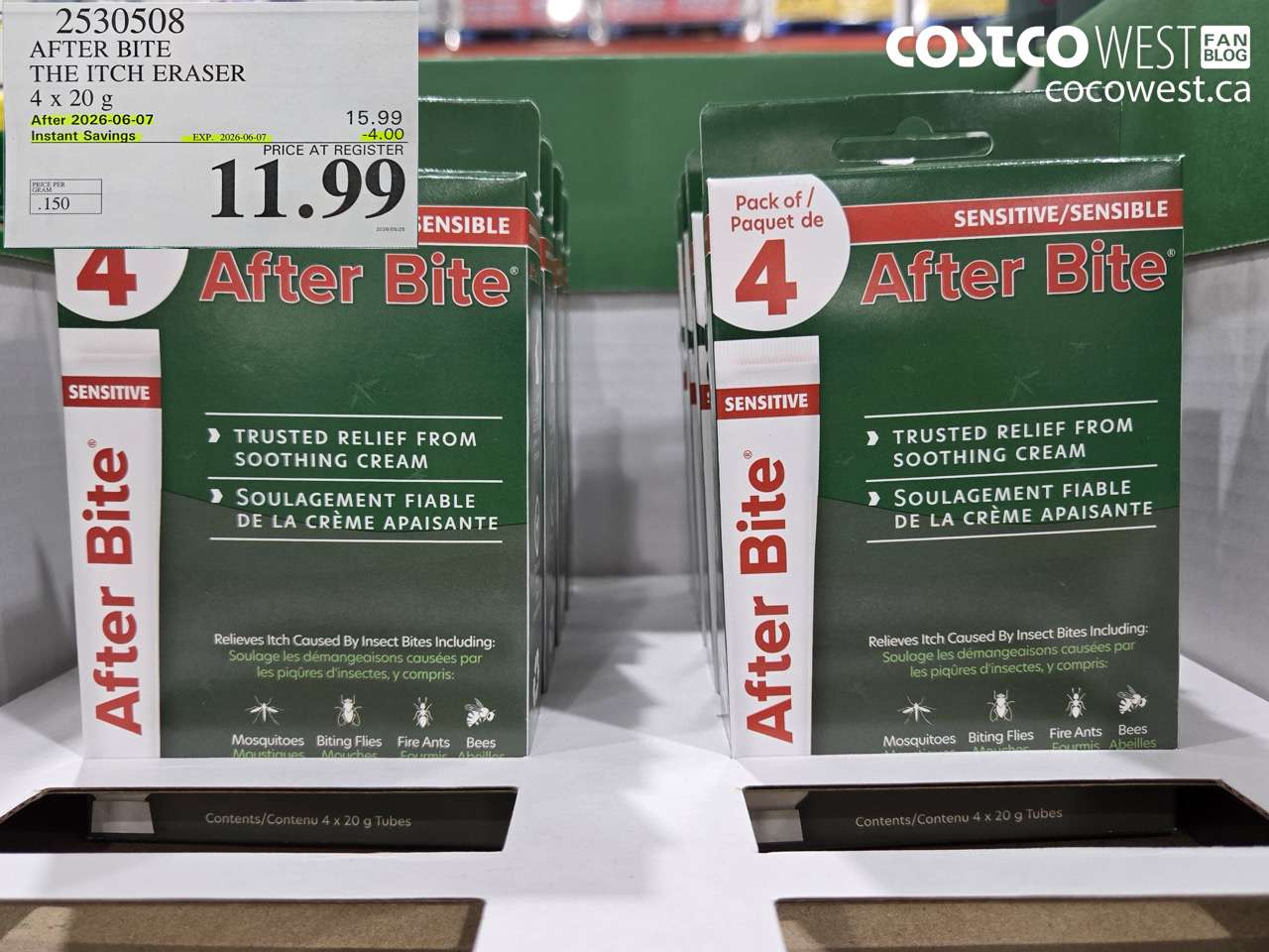 2530508 AFTER BITE THE ITCH ERASER 4 X 20 G ($4.00 INSTANT SAVINGS EXPIRES ON 2026-06-07) $11.99