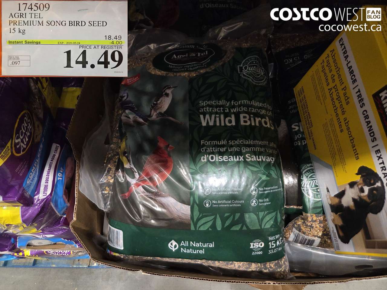 174509 AGRI TEL PREMIUM SONG BIRD SEED 15 KG ($4.00 INSTANT SAVINGS EXPIRES ON 2026-05-24) $14.49