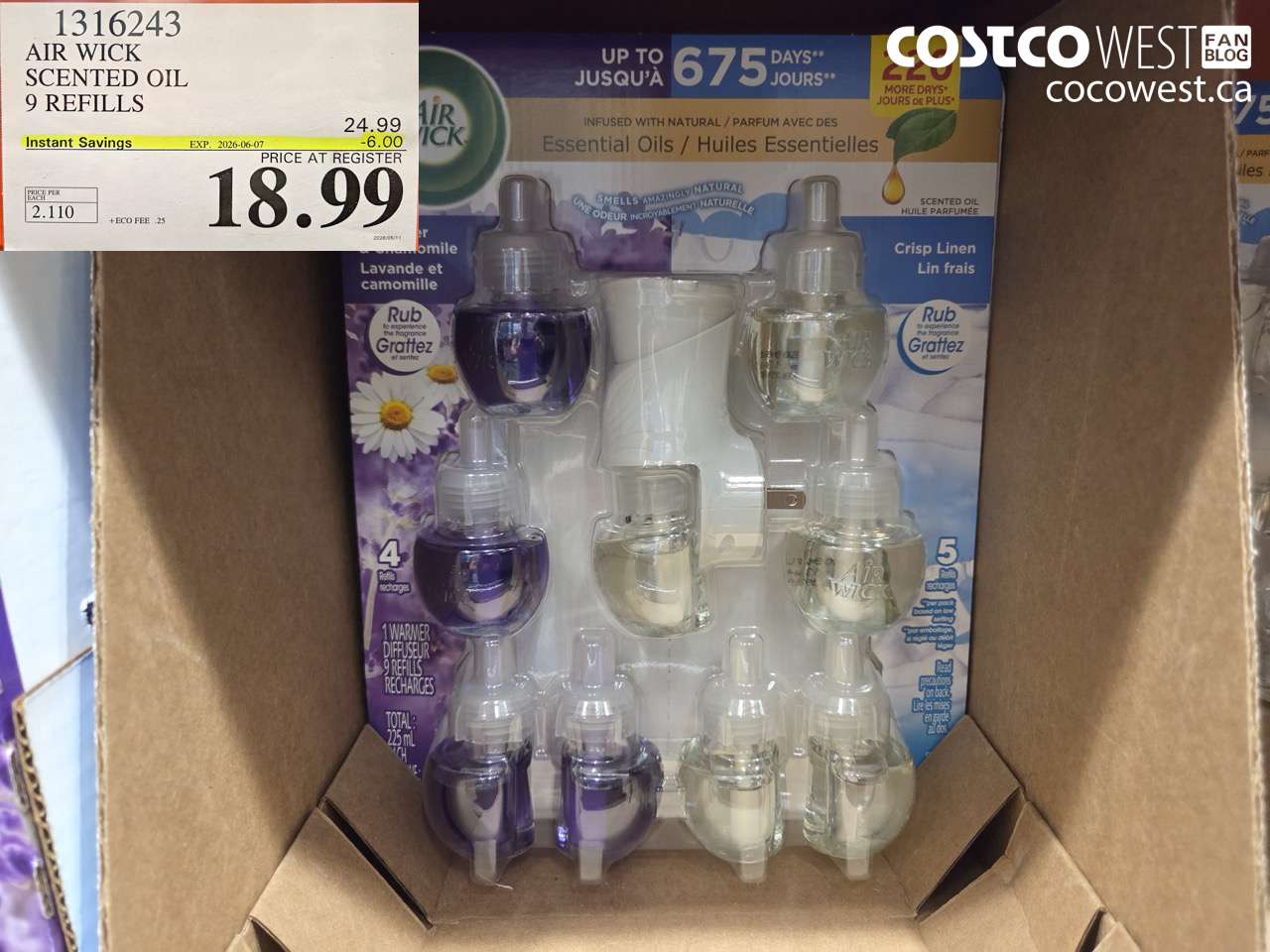 1316243 AIR WICK SCENTED OIL 9 REFILLS ($6.00 INSTANT SAVINGS EXPIRES ON 2026-06-07) $18.99