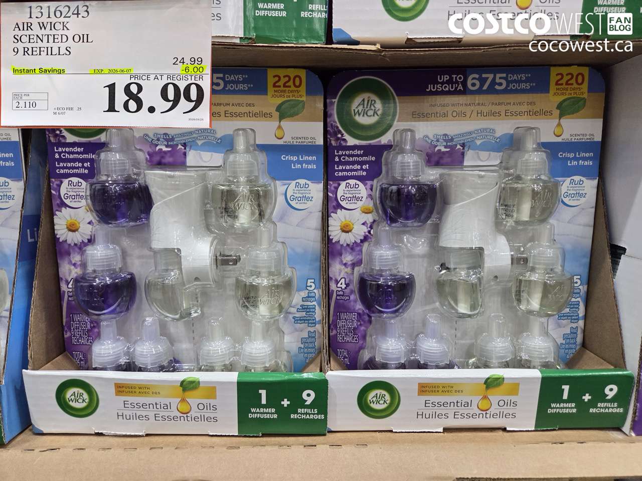 1316243 AIR WICK SCENTED OIL 9 REFILLS ($6.00 INSTANT SAVINGS EXPIRES ON 2026-06-07) $18.99
