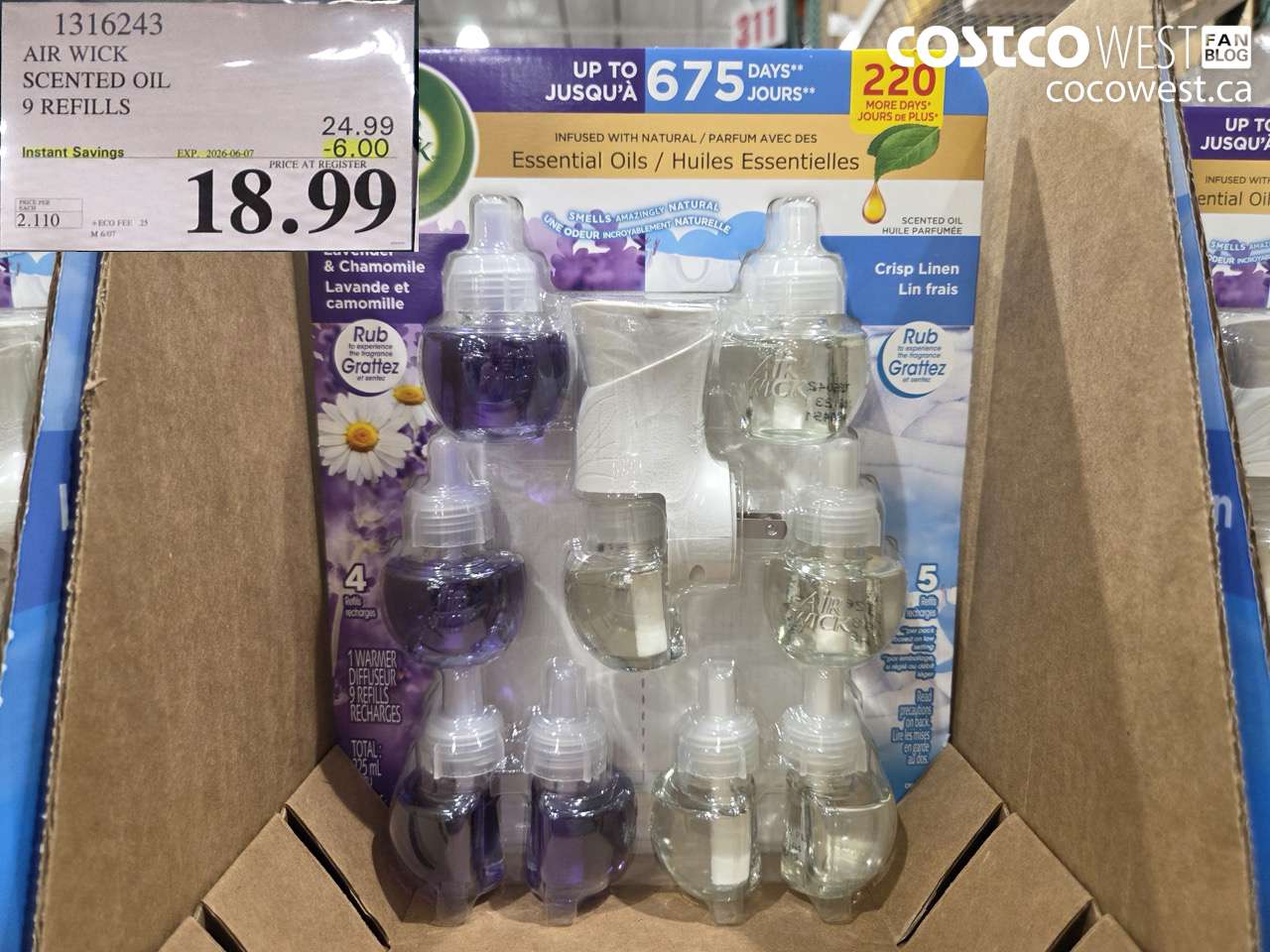 1316243 AIR WICK SCENTED OIL 9 REFILLS ($6.00 INSTANT SAVINGS EXPIRES ON 2026-06-07) $18.99