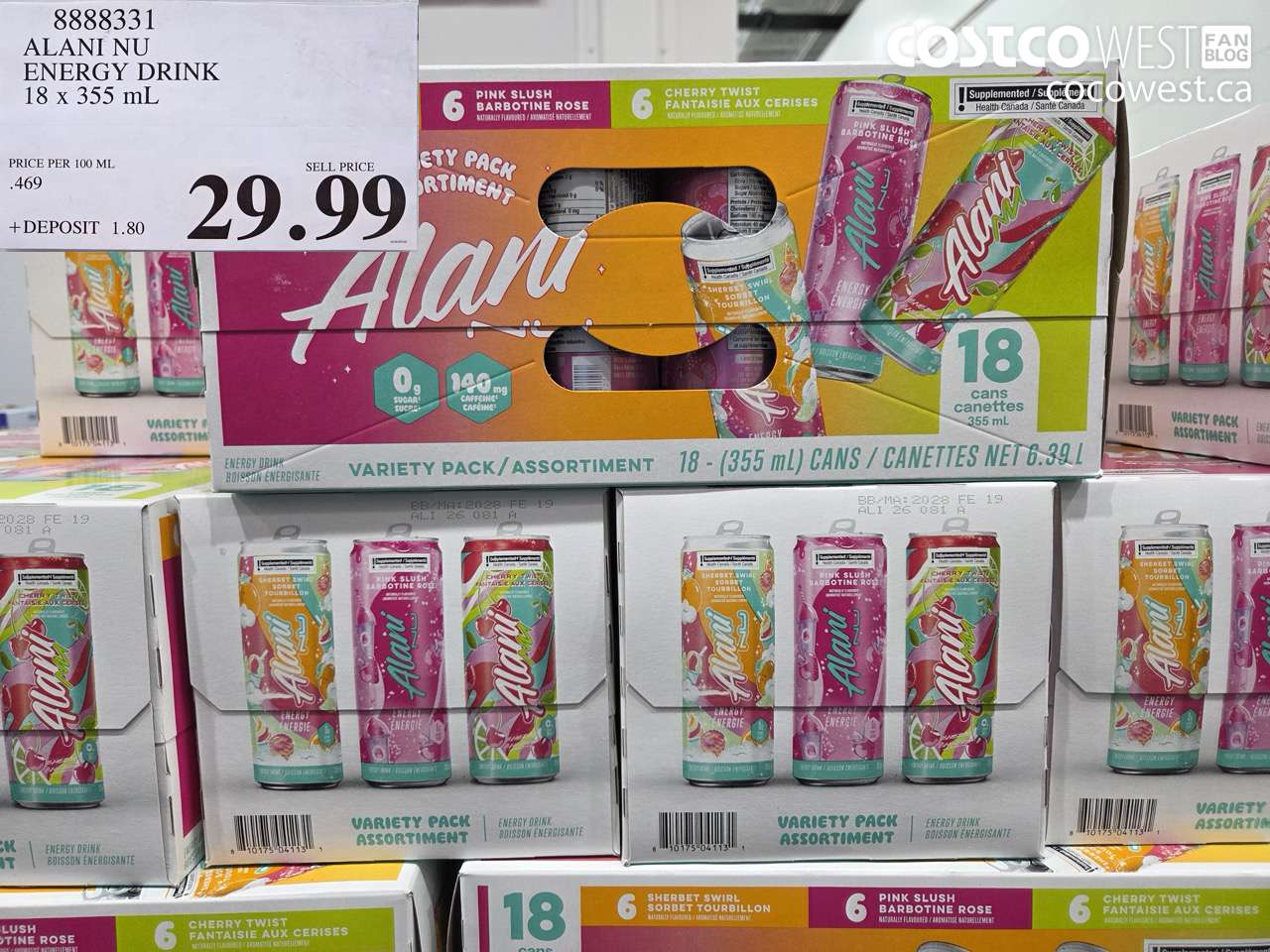 8888331 ALANI NU ENERGY DRINK 18 X 355 ML $29.99