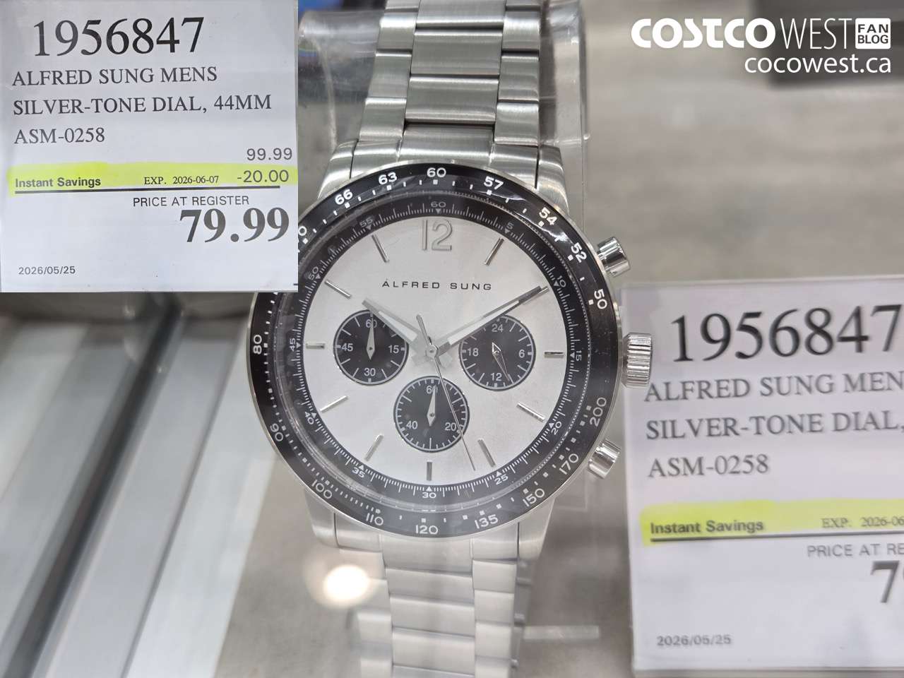 1956847 ALFRED SUNG MENS SILVER-TONE DIAL, 44MM ASM-0258 ($20.00 INSTANT SAVINGS EXPIRES ON 2026-06-07) $79.99