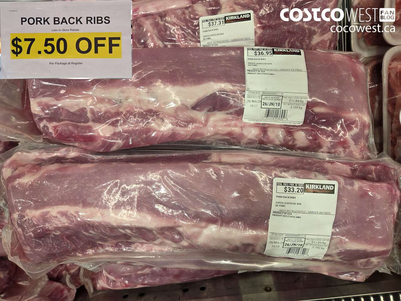 31110 (ALSO 31111) PORK BACK RIBS ($7.50 INSTANT SAVINGS)