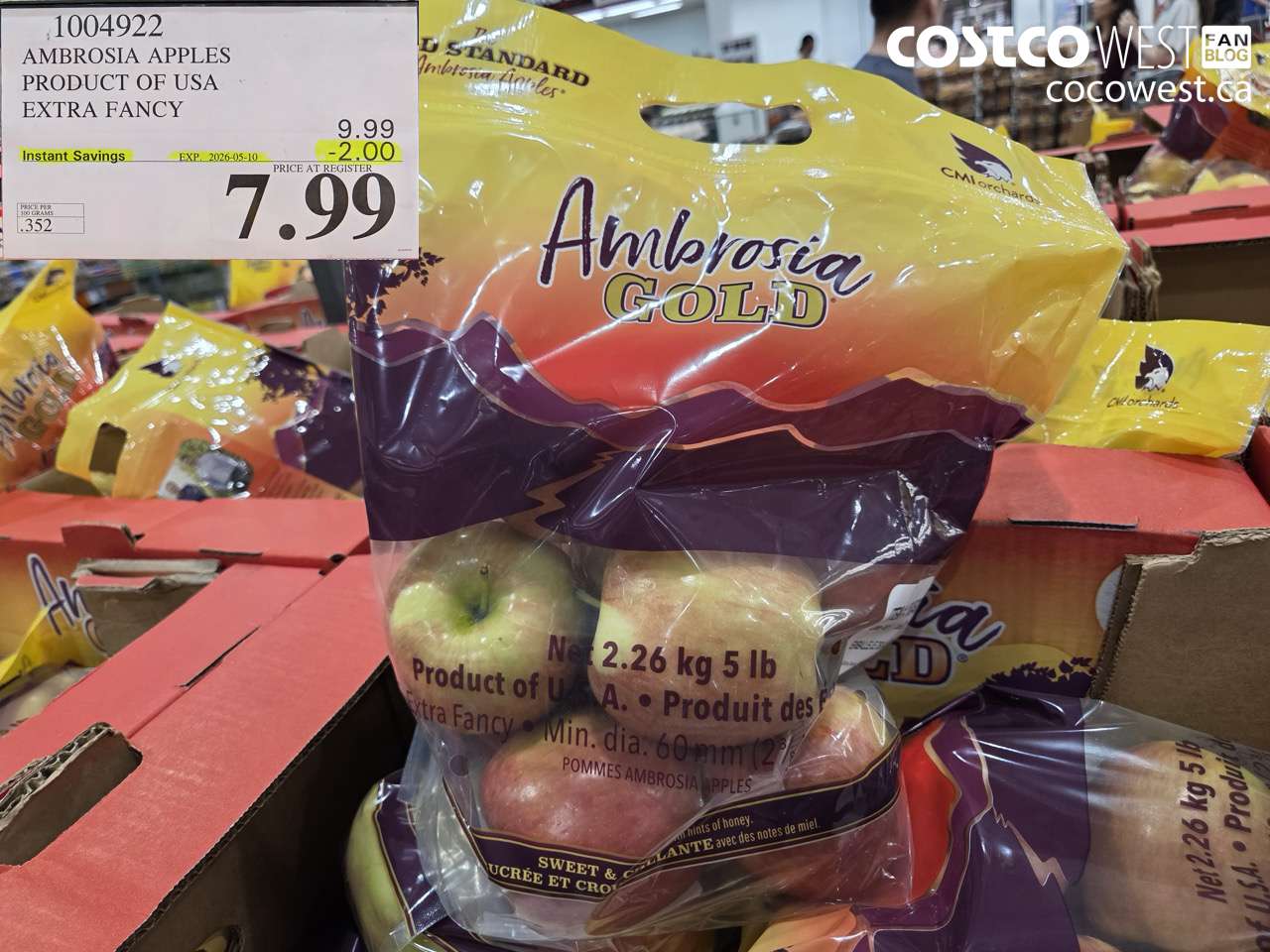 1004922 AMBROSIA APPLES PRODUCT OF USA EXTRA FANCY ($2.00 INSTANT SAVINGS EXPIRES ON 2026-05-10) $7.99