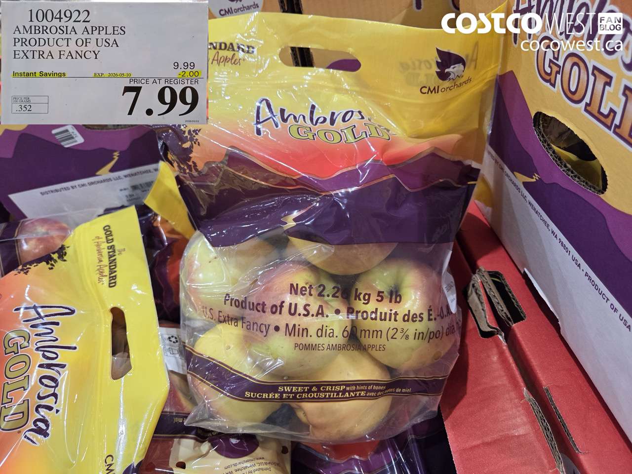 1004922 AMBROSIA APPLES PRODUCT OF USA EXTRA FANCY ($2.00 INSTANT SAVINGS EXPIRES ON 2026-05-10) $7.99