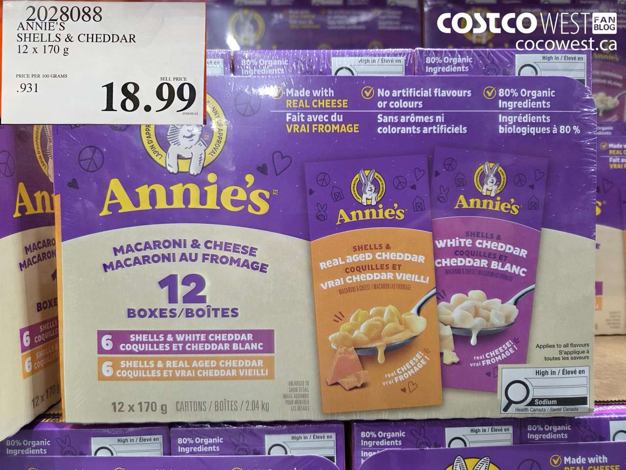 2028088 ANNIE'S SHELLS & CHEDDAR 12 X 170 G $18.99