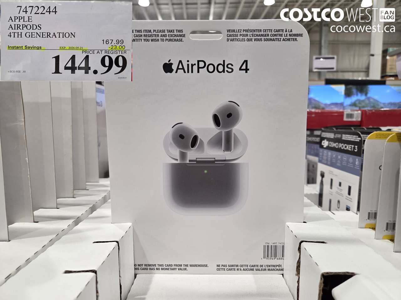 7472244 APPLE AIRPODS 4TH GENERATION ($23.00 INSTANT SAVINGS EXPIRES ON 2026-05-21) $144.99