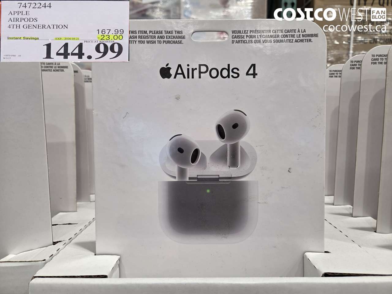 7472244 APPLE AIRPODS 4TH GENERATION ($23.00 INSTANT SAVINGS EXPIRES ON 2026-05-21) $144.99
