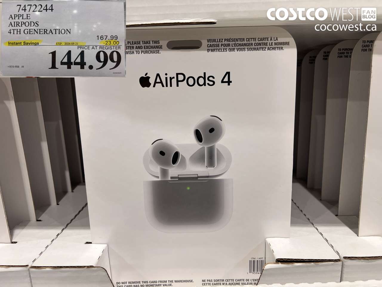 7472244 APPLE AIRPODS 4TH GENERATION ($23.00 INSTANT SAVINGS EXPIRES ON 2026-05-21) $144.99