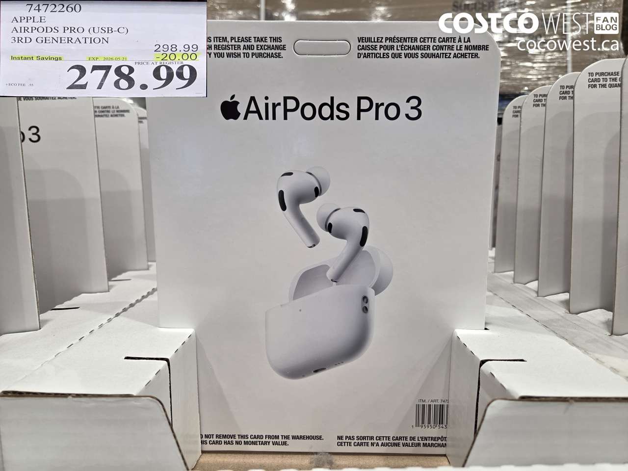7472260 APPLE AIRPODS PRO (USB-C) 3RD GENERATION ($20.00 INSTANT SAVINGS EXPIRES ON 2026-05-21) $278.99