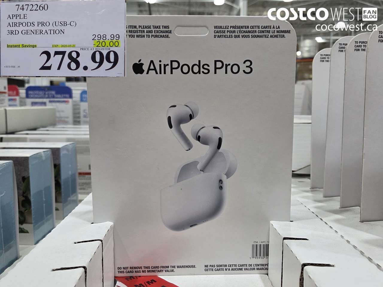 7472260 APPLE AIRPODS PRO (USB-C) 3RD GENERATION ($20.00 INSTANT SAVINGS EXPIRES ON 2026-05-21) $278.99