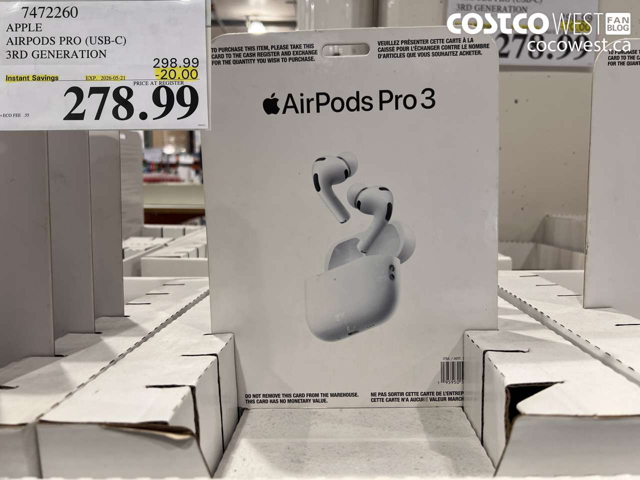 7472260 APPLE AIRPODS PRO (USB-C) 3RD GENERATION ($20.00 INSTANT SAVINGS EXPIRES ON 2026-05-21) $278.99