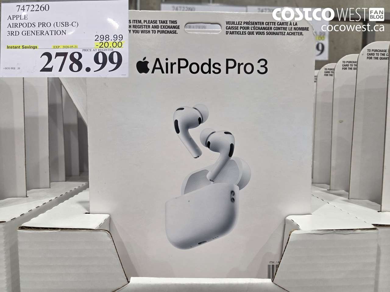 7472260 APPLE AIRPODS PRO (USB-C) 3RD GENERATION ($20.00 INSTANT SAVINGS EXPIRES ON 2026-05-21) $278.99