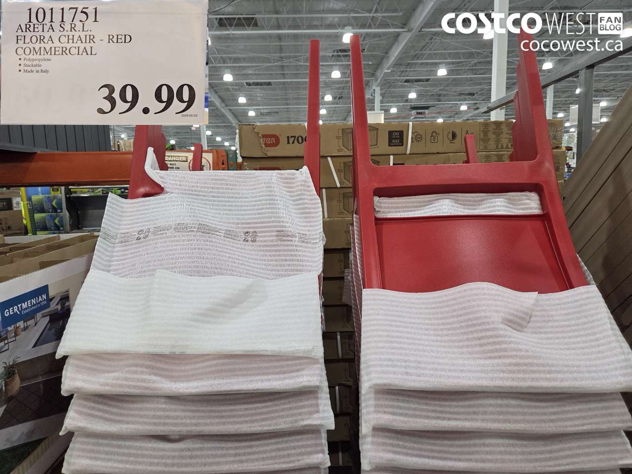 1011751 ARETA S.R.L. FLORA CHAIR - RED COMMERCIAL $39.99