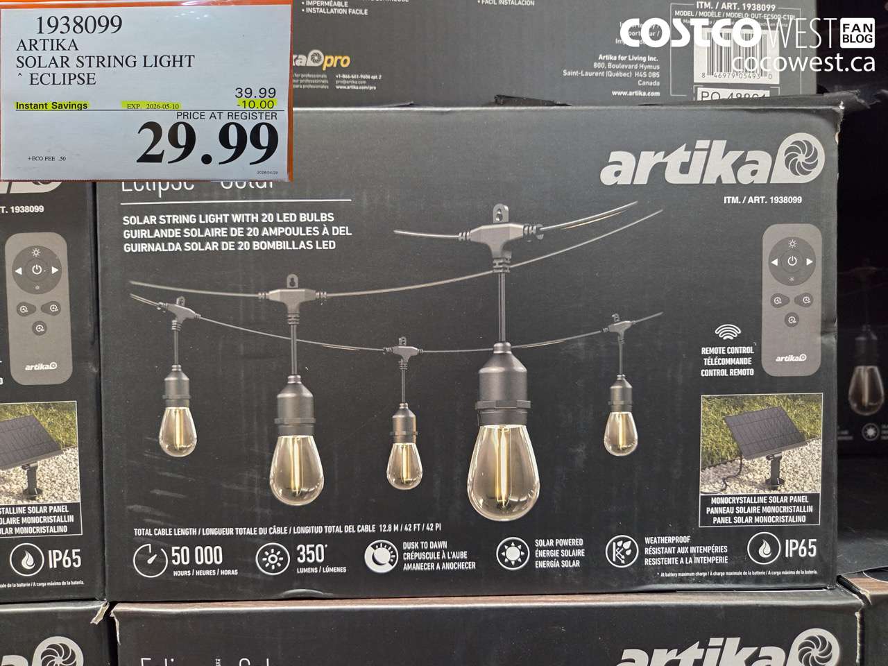 1938099 ARTIKA SOLAR STRING LIGHT ECLIPSE ($10.00 INSTANT SAVINGS EXPIRES ON 2026-05-10) $29.99